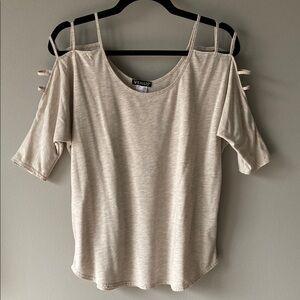 Venus Beige Cold Shoulder Top